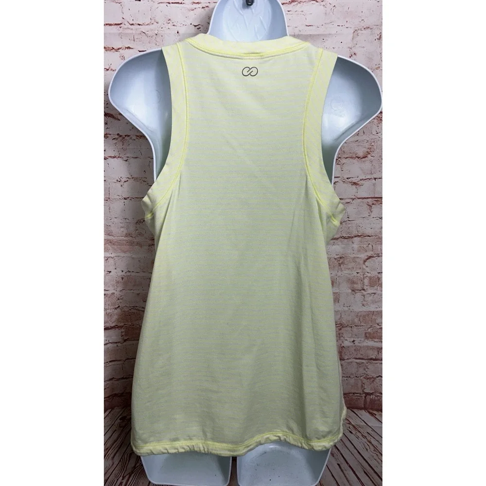 Calia Everyday Muscle Tank Top Sz M Neon Yellow Striped High Neck Shirt - Picture 5 of 6